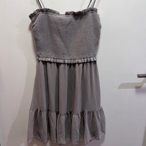 aritzia wilfred tempest sleeveless taupe mini dress